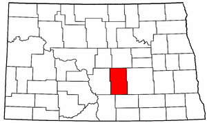 North Dakota Map showing Kidder County