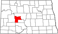 North Dakota Map showing Mercer County