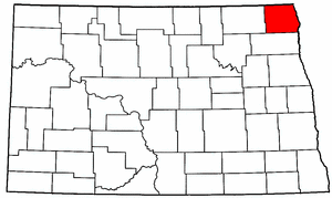 North Dakota Map showing Pembina County