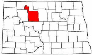 North Dakota Map showing Ward County