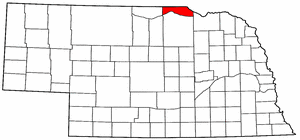 Nebraska Map showing Boyd County