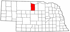 Nebraska Map showing Brown County