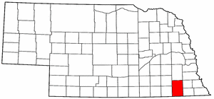 Nebraska Map showing Gage County
