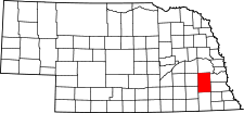 Nebraska Map showing Lancaster County
