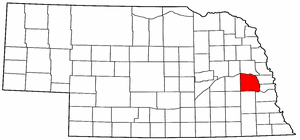 Nebraska Map showing Saunders County