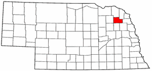 Nebraska Map showing Wayne County