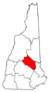 New Hampshire Map showing Belknap County