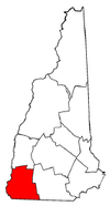 New Hampshire Map showing Cheshire County