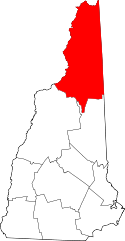 New Hampshire Map showing Coos County
