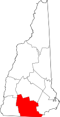 New Hampshire Map showing Hillsborough County