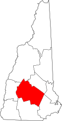 New Hampshire Map showing Merrimack County
