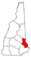 New Hampshire Map showing Strafford County