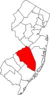 New Jersey Map showing Burlington County