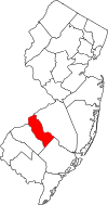 New Jersey Map showing Camden County