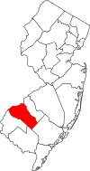 New Jersey Map showing Gloucester County