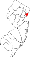 New Jersey Map showing Hudson County