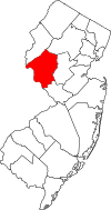 New Jersey Map showing Hunterdon County