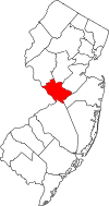 New Jersey Map showing Mercer County