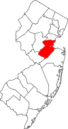 New Jersey Map showing Middlesex County