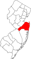 New Jersey Map showing Monmouth County