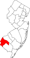 New Jersey Map showing Salem County
