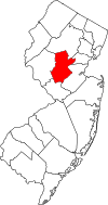 New Jersey Map showing Somerset County