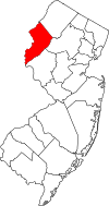 New Jersey Map showing Warren County