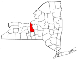 New York Map showing Cayuga County
