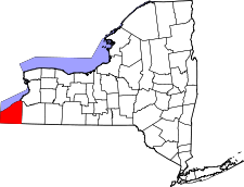 New York Map showing Chautauqua County