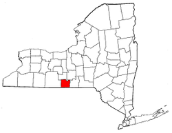 New York Map showing Chemung County