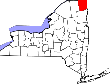 New York Map showing Clinton County