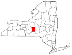 New York Map showing Cortland County