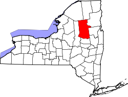 New York Map showing Hamilton County