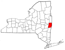 New York Map showing Rensselaer County