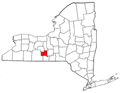 New York Map showing Schuyler County