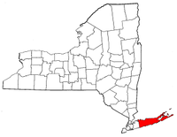 New York Map showing Suffolk County