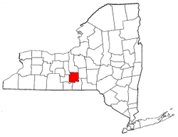 New York Map showing Tompkins County