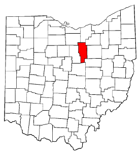 Ohio Map showing Ashland County
