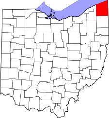 Ohio Map showing Ashtabula County