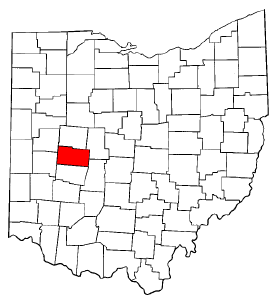 Ohio Map showing Champaign County