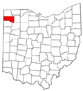 Ohio Map showing Defiance County