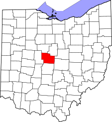 Ohio Map showing Delaware County