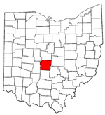 Ohio Map showing Franklin County