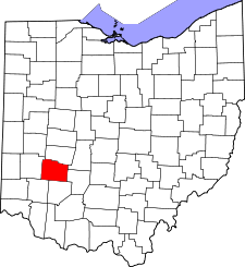 Ohio Map showing Greene County