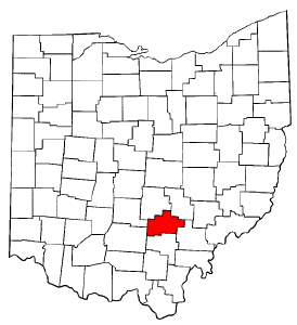 Ohio Map showing Hocking County