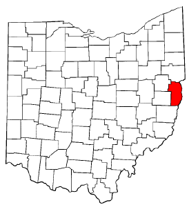 Ohio Map showing Jefferson County