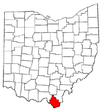 Ohio Map showing Lawrence County