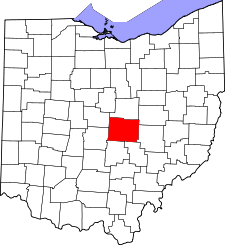 Ohio Map showing Licking County