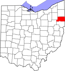 Ohio Map showing Mahoning County