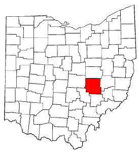 Ohio Map showing Muskingum County